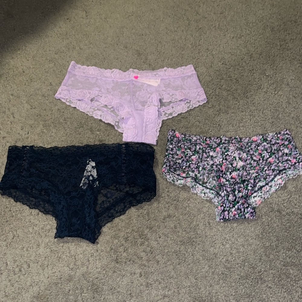 NWT size medium Victoria’s Secret panties lacy 3 pair bundle